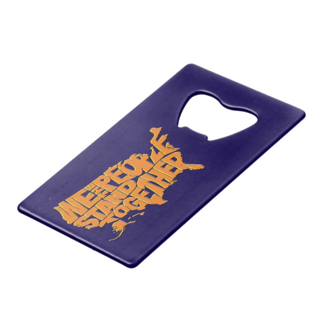 Wir stehen zusammen geldbeutel flaschenöffner (Rückseite Schrägansicht)