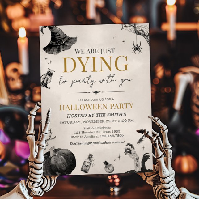 Wir sterben an Party Gothic Halloween-Party Einladung (We're Dying to Party Halloween Party Invitation)