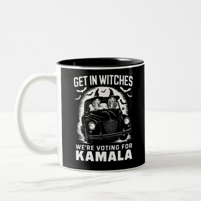 Wir stimmen für Kamala Halloween Zweifarbige Tasse (Links)