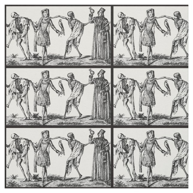 "Wir tanzen mit Todes" schwarze Pest-Gewebe Stoff (Muster)