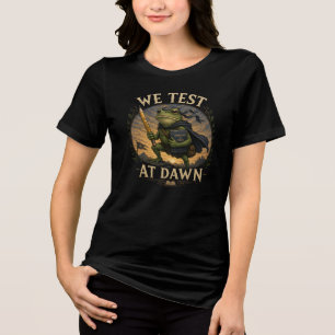 Wir testen bei Morgengrauen Lustiger Schul-Frosch- Tri-Blend Shirt
