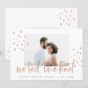 Wir tippen den Knoten Rose Gold Hochzeit Ankündi Einladung