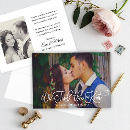 Wir tippten das Knot White Script Wedding Foto Ankündigung