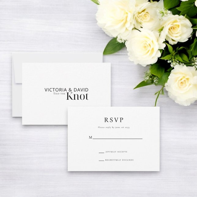 Wir tippten den Knoten Elopement / Hochzeitsempfan RSVP Karte (matching elopmemt we   tied the knot typography design wedding reception party invitation)