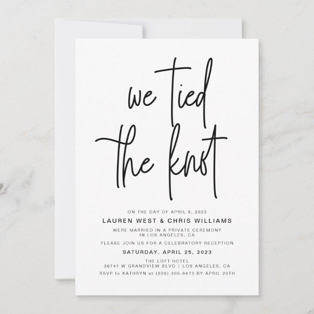 Wir tippten die Einladung zur Hochzeitsempfehlung  (Vorderseite)