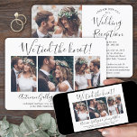 Wir tippten die Knot Wedding Reception 4 Foto Coll Einladung<br><div class="desc">Mit dieser stilvollen, modernen "We band the knot" 4 Foto Collage Einladung laden Sie Familie und Freunde zu einem schlicht eleganten Empfang ein. Alle Formulierungen sind einfach zu personalisieren für jeden Empfang nur Feiern, einschließlich ein Post-Emotion-Party, Verleihfeier, Fortsetzung Hochzeit, 1. Jubiläum, Cocktail-Stunde oder Abendessen Party. Passen Sie es an, um...</div>