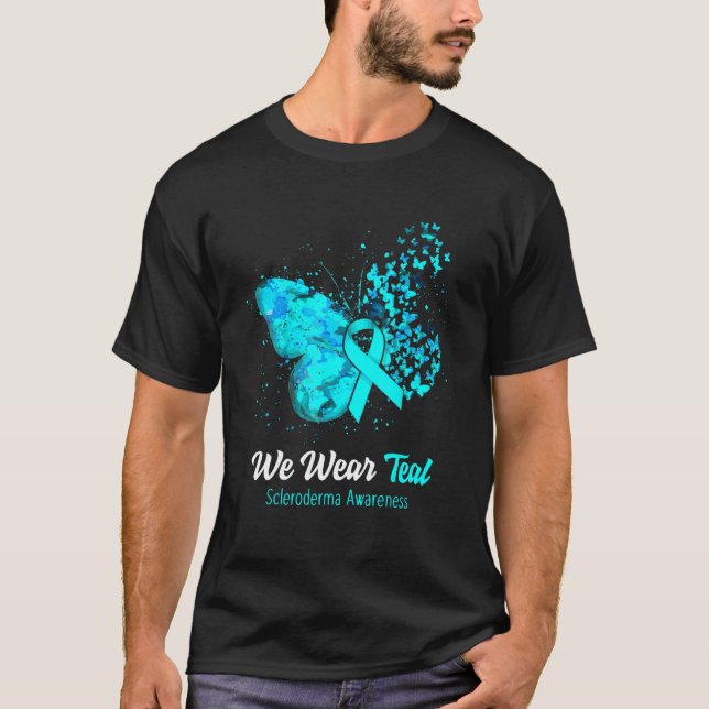 Wir tragen Aquamarinen Skleroderma-Butterfly T-Shirt (Vorderseite)