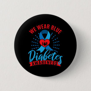 Wir tragen Blau für Diabetes-Bewusstsein Button