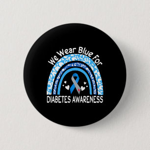 Wir tragen Blau für Diabetes-Bewusstsein Regenboge Button