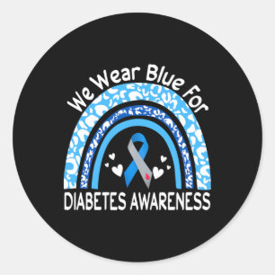 Wir tragen Blau für Diabetes-Bewusstsein Regenboge Runder Aufkleber