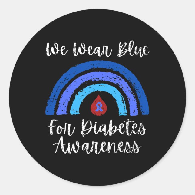 Wir tragen Blau für Typ 1 Diabetes Awareness Monta Runder Aufkleber (Vorderseite)