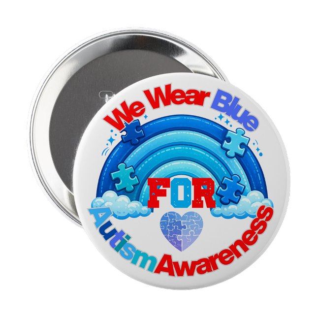 Wir tragen blaue Autism Awareness Anstecknadel (We Wear Blue Autism Awareness Pin Button Badge)