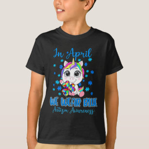 Wir tragen blaue Puzzleteile Kleeblatt Einhorn Aut T-Shirt