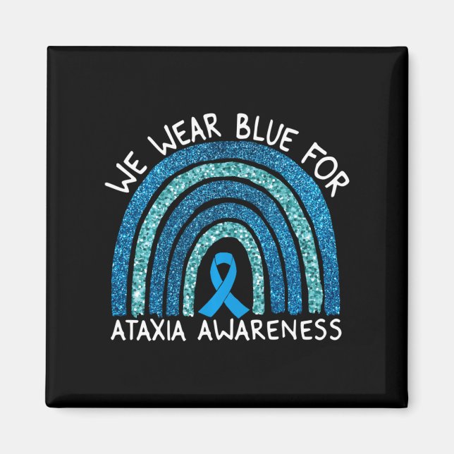 Wir tragen Blue for Ataxia Awareness Rainbow Gesch Magnet (Vorne)