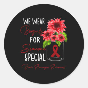 Wir tragen Burgundy Gehirn Aneurysm Awareness Runder Aufkleber