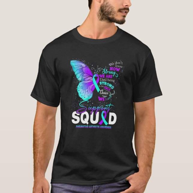 Wir tragen eine Aquamarine Lila Schmetterling-Rheu T-Shirt (Vorderseite)
