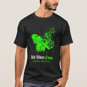 Wir tragen eine grüne Scoliose-Butterfly T-Shirt