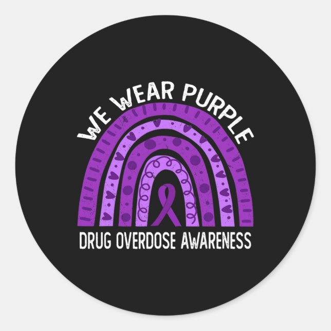 Wir tragen einen Lila Regenbogen wegen Arzneimitte Runder Aufkleber (Vorderseite)