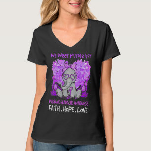 Wir tragen Lila Migräne Kopfschmerzen Bewusstsein T-Shirt