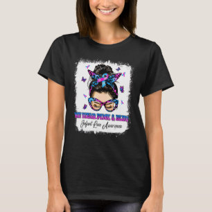 Wir tragen Pink Blue Messy Bun Warrior Säugling Lo T-Shirt