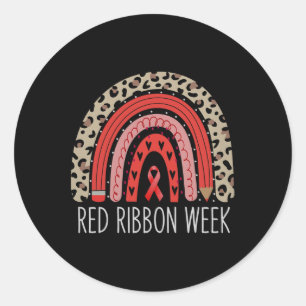 Wir tragen Red for Red Ribbon Week Sensibilisierun Runder Aufkleber
