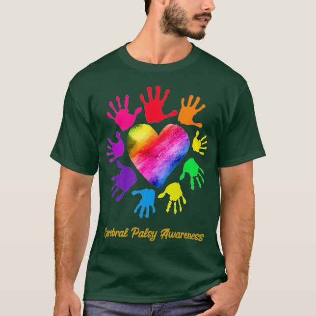 Wir tragen Regenbogenherz für die Zerebralparese T-Shirt (Vorderseite)