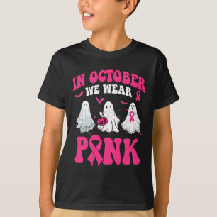 Wir tragen rosa Brustkrebs-Bewusstsein Ghost Hallo T-Shirt
