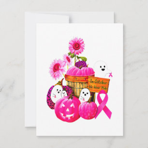 Wir tragen rosa Gespenster & Pumpkins für Brustkre Einladung