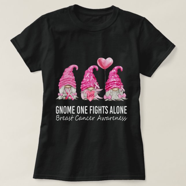 Wir tragen rosa Gnome Brustkrebs-Bewusstsein T-Shirt (Design vorne)