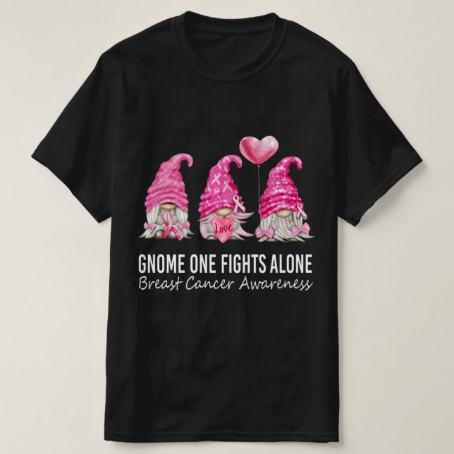 Wir tragen rosa Gnome Brustkrebs-Bewusstsein T-Shirt (Design vorne)