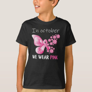 Wir tragen Rosa im Oktober Brustkrebs-Schmetterlin T-Shirt