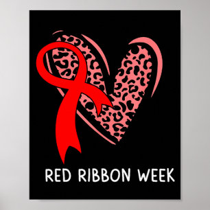Wir tragen Rot für Red Ribbon Week Awareness Leopa Poster