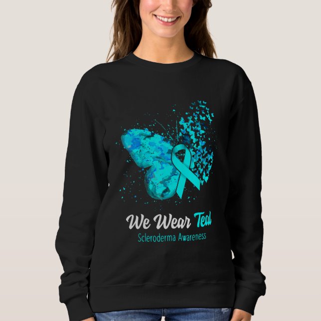 Wir tragen Türkis Scleroderma-Bewusstseins-Schmett Sweatshirt (Vorderseite)