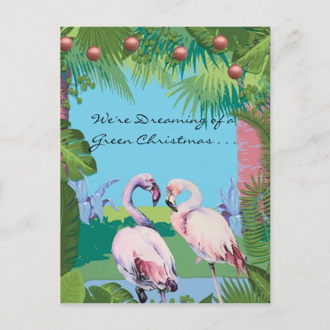 Wir träumen von einem grünen Weihnachtsfest Person Postkarte (Vorderseite)