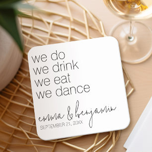 Wir trinken Essenstanz - Moderne Hochzeit Rechteckiger Pappuntersetzer