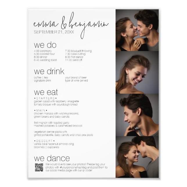 Wir tun - alles in einem BW - QR - 4 Fotos - Hochz Fotodruck (Vorne)