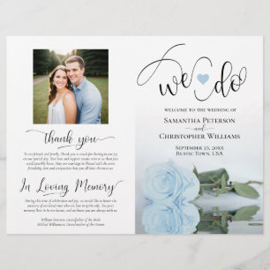 Wir tun es! Dusty Blue Rose Modern Wedding Program