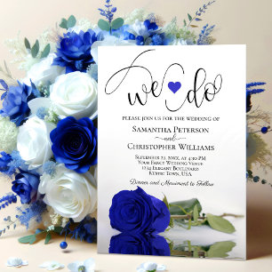 Wir tun es! Elegante Royal Blue Rose Romantische H Einladung