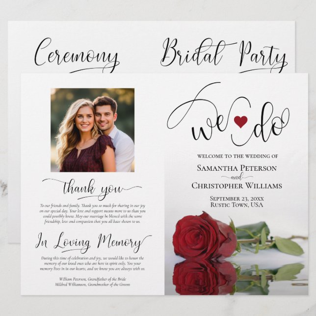 Wir tun es! Elegantes Rote Rose DIY Fold Wedding P (Vorne/Hinten)