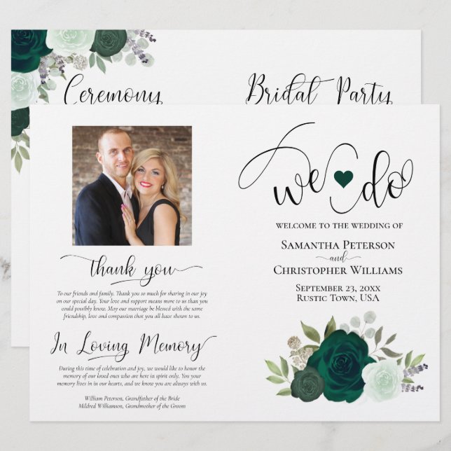 Wir tun es! Emerald Boho Rose DIY Fold Wedding Pro (Vorne/Hinten)