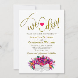 Wir tun es! farbenfrohe Tropenblumenkuchen Einladung