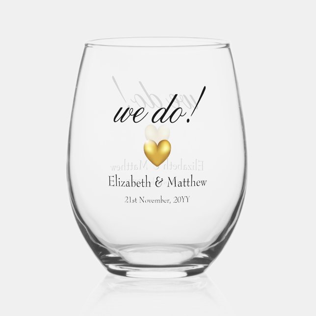 Wir tun es! Hochzeitstag Weinglas Ohne Stiel (Vorderseite)