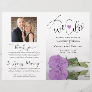 Wir tun es! Lilac Lila Rose Modernes Hochzeitsprog