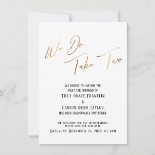 Wir tun es, nehmen wir zwei: verzögerte Hochzeitsa Einladung