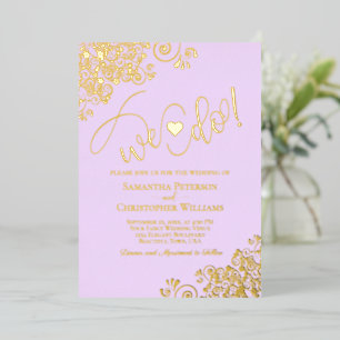 Wir tun es! Niedliche moderne Hochzeit Lilac Lila  Folieneinladung