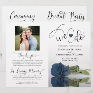 Wir tun es! Stahlblaue Rose Moderne Hochzeitsprogr