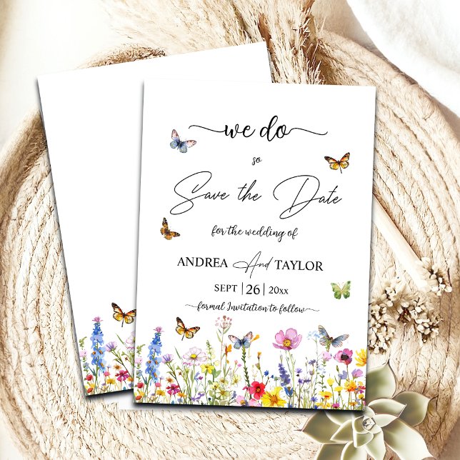 Wir tun es! Wildblumen Butterflies Elegant Save The Date (Von Creator hochgeladen)
