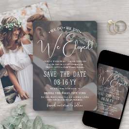 Wir tun es, wir haben gepflückt! White Text Weddin Save The Date