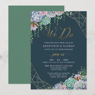 Wir tun Gold Geometrische Rahmen und Sukkulente Ho Einladung