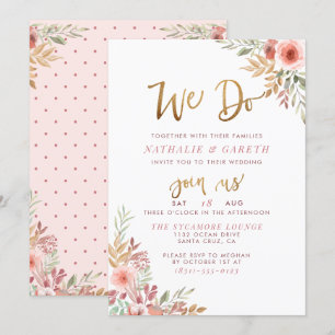 Wir tun Handschrift und Niedliche Rose Hochzeit Einladung